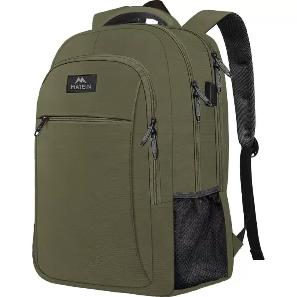 MATEIN Beige Laptop Backpack 156 Inch Lightweight Sturdy Bag for College Supplies with USB Charging Port Water Resistant Anti Theft Travel Computer Daypack Fashion Work Nurse Bag Gift for WomenDark Green