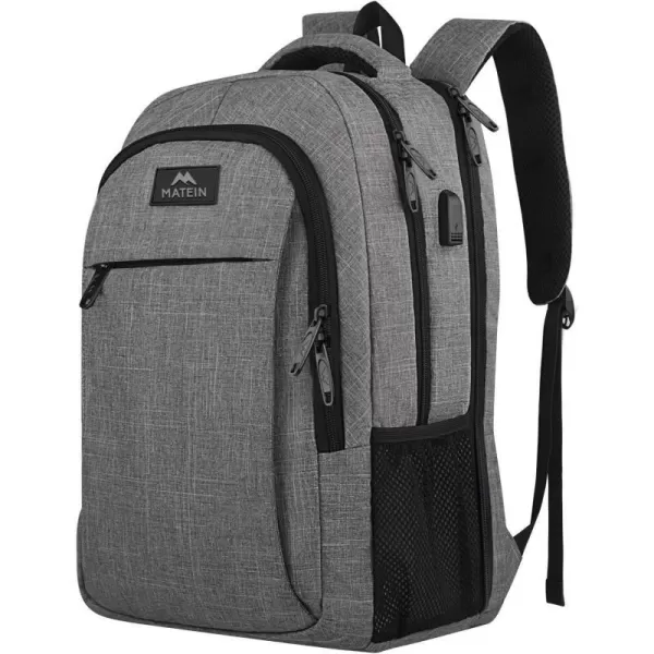 MATEIN Beige Laptop Backpack 156 Inch Lightweight Sturdy Bag for College Supplies with USB Charging Port Water Resistant Anti Theft Travel Computer Daypack Fashion Work Nurse Bag Gift for WomenLight Gray