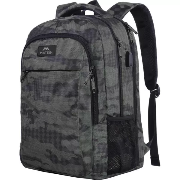 MATEIN Beige Laptop Backpack 156 Inch Lightweight Sturdy Bag for College Supplies with USB Charging Port Water Resistant Anti Theft Travel Computer Daypack Fashion Work Nurse Bag Gift for WomenCamo Grey