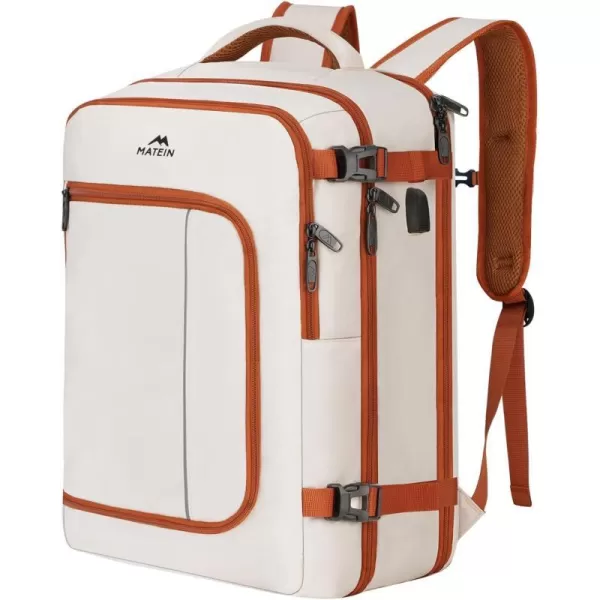 MATEIN Carry on Backpack for Airplanes 17 inch Travel Backpack with USB Charging Port for Women Light Flight Approved Suitcase Backpacks Overnight Bag for Business College Travel BeigeBeige
