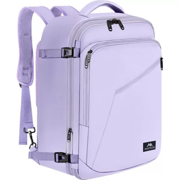 MATEIN Travel Backpack Personal Item Size Carry on Backpack for Airplanes Simple Backpack with Trolley Sleeve Gifts for International Travelers 35L Peacock BlueLight Purple