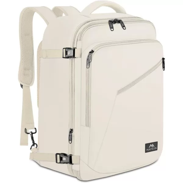 MATEIN Travel Backpack Personal Item Size Carry on Backpack for Airplanes Simple Backpack with Trolley Sleeve Gifts for International Travelers 35L Peacock BlueLight Beige