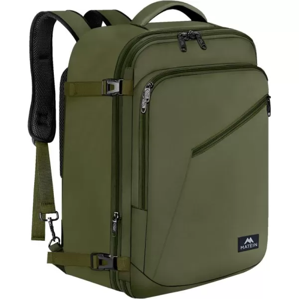 MATEIN Travel Backpack Personal Item Size Carry on Backpack for Airplanes Simple Backpack with Trolley Sleeve Gifts for International Travelers 35L Peacock BlueOlive Green