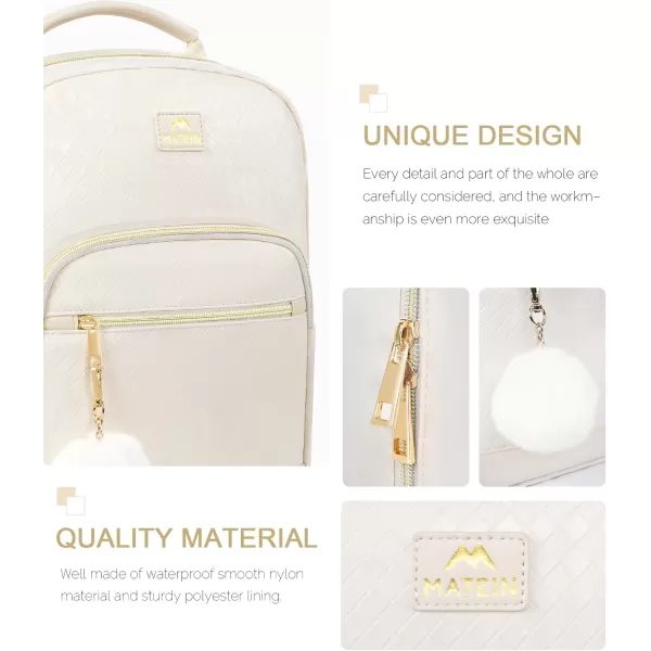MATEIN Cute School Backpack for Girls Fashion Mini Purse Backpack for Women with USB Charging Port Quilted Lightweight Small Bookbag Shoulder Bag Ladies Gifts Travel Backpack Casual Daypacks BeigeDark Beige