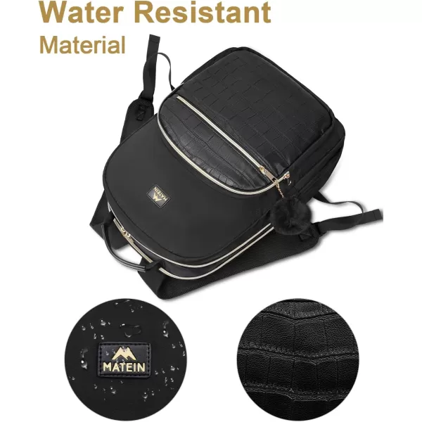 MATEIN Lunch Backpack for Women 156inch Water Resistant Insulated Cooler Backpack Purse Stylish Quilted Laptop Backpack with USB Charging Port for College Work Pincic Camping Beaches17 InchLaptop Backpack Dark Black