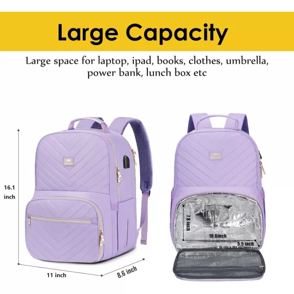 MATEIN Lunch Backpack for Women 156inch Water Resistant Insulated Cooler Backpack Purse Stylish Quilted Laptop Backpack with USB Charging Port for College Work Pincic Camping Beaches156 Inch Purple