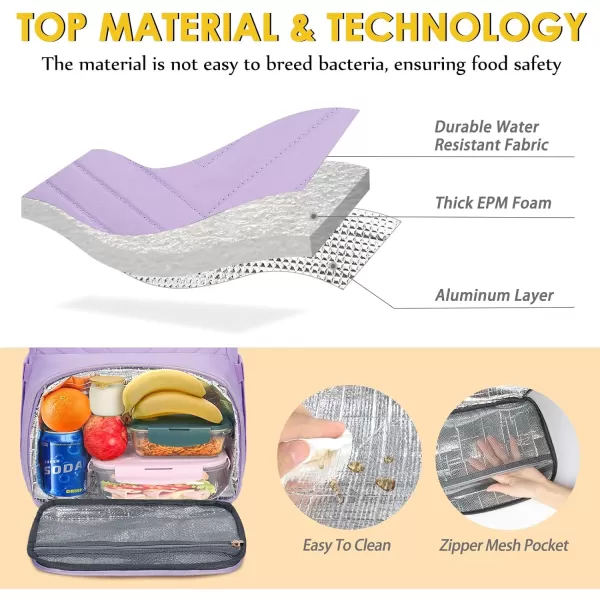 MATEIN Lunch Backpack for Women 156inch Water Resistant Insulated Cooler Backpack Purse Stylish Quilted Laptop Backpack with USB Charging Port for College Work Pincic Camping Beaches156 Inch Purple
