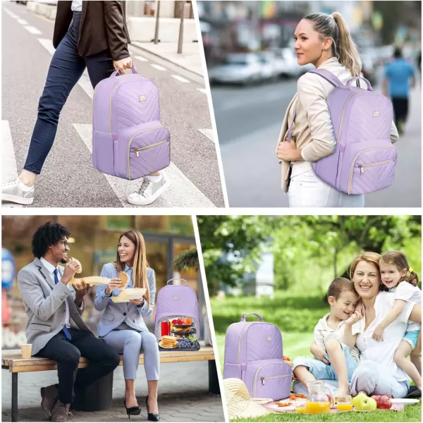 MATEIN Lunch Backpack for Women 156inch Water Resistant Insulated Cooler Backpack Purse Stylish Quilted Laptop Backpack with USB Charging Port for College Work Pincic Camping Beaches156 Inch Purple