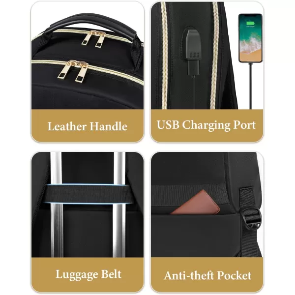 MATEIN Lunch Backpack for Women 156inch Water Resistant Insulated Cooler Backpack Purse Stylish Quilted Laptop Backpack with USB Charging Port for College Work Pincic Camping Beaches17 InchLaptop Backpack Dark Black
