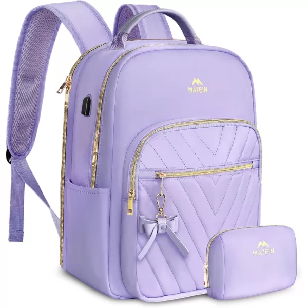 MATEIN Mini Backpack for Women Waterproof Stylish Daypack Purse Shoulder Bag with USB Charging Port Lightweight Small Casual Daily Travel Backpack Lady Girls Gifts for Work School 2pcs Sets BlackPurple