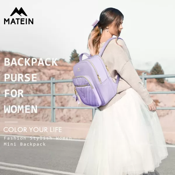 MATEIN Mini Backpack for Women Waterproof Stylish Daypack Purse Shoulder Bag with USB Charging Port Lightweight Small Casual Daily Travel Backpack Lady Girls Gifts for Work School 2pcs Sets BlackPurple