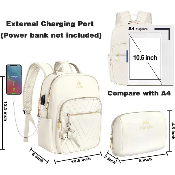 MATEIN Mini Backpack for Women Waterproof Stylish Daypack Purse Shoulder Bag with USB Charging Port Lightweight Small Casual Daily Travel Backpack Lady Girls Gifts for Work School 2pcs Sets BlackBeige
