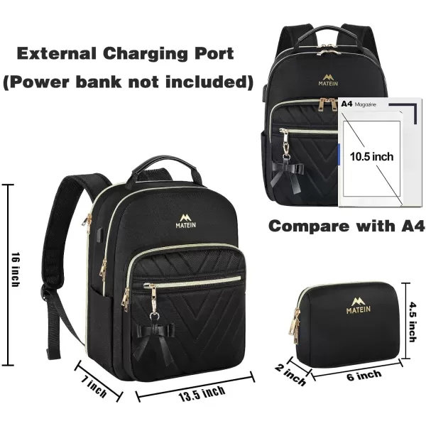 MATEIN Mini Backpack for Women Waterproof Stylish Daypack Purse Shoulder Bag with USB Charging Port Lightweight Small Casual Daily Travel Backpack Lady Girls Gifts for Work School 2pcs Sets BlackBlack