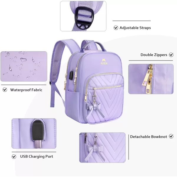 MATEIN Mini Backpack for Women Waterproof Stylish Daypack Purse Shoulder Bag with USB Charging Port Lightweight Small Casual Daily Travel Backpack Lady Girls Gifts for Work School 2pcs Sets BlackPurple