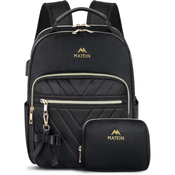 MATEIN Mini Backpack for Women Waterproof Stylish Daypack Purse Shoulder Bag with USB Charging Port Lightweight Small Casual Daily Travel Backpack Lady Girls Gifts for Work School 2pcs Sets BlackBlack