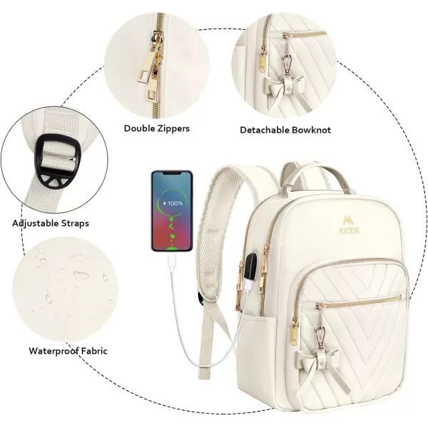 MATEIN Mini Backpack for Women Waterproof Stylish Daypack Purse Shoulder Bag with USB Charging Port Lightweight Small Casual Daily Travel Backpack Lady Girls Gifts for Work School 2pcs Sets BlackBeige