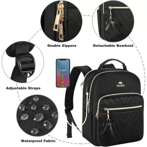 MATEIN Mini Backpack for Women Waterproof Stylish Daypack Purse Shoulder Bag with USB Charging Port Lightweight Small Casual Daily Travel Backpack Lady Girls Gifts for Work School 2pcs Sets BlackBlack