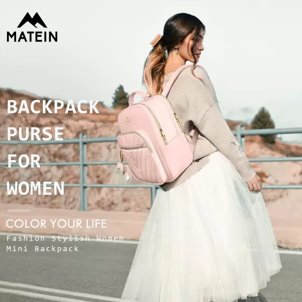 MATEIN Mini Backpack for Women Waterproof Stylish Daypack Purse Shoulder Bag with USB Charging Port Lightweight Small Casual Daily Travel Backpack Lady Girls Gifts for Work School 2pcs Sets BlackPink