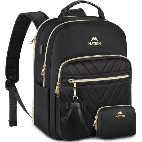 MATEIN Mini Backpack for Women Waterproof Stylish Daypack Purse Shoulder Bag with USB Charging Port Lightweight Small Casual Daily Travel Backpack Lady Girls Gifts for Work School 2pcs Sets BlackBlack