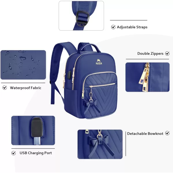 MATEIN Mini Backpack for Women Waterproof Stylish Daypack Purse Shoulder Bag with USB Charging Port Lightweight Small Casual Daily Travel Backpack Lady Girls Gifts for Work School 2pcs Sets BlackBlue
