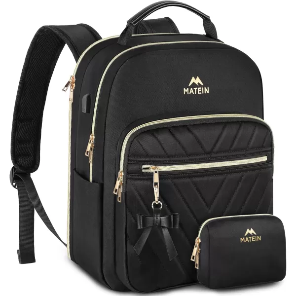 MATEIN Mini Backpack for Women Waterproof Stylish Daypack Purse Shoulder Bag with USB Charging Port Lightweight Small Casual Daily Travel Backpack Lady Girls Gifts for Work School 2pcs Sets BlackBlack