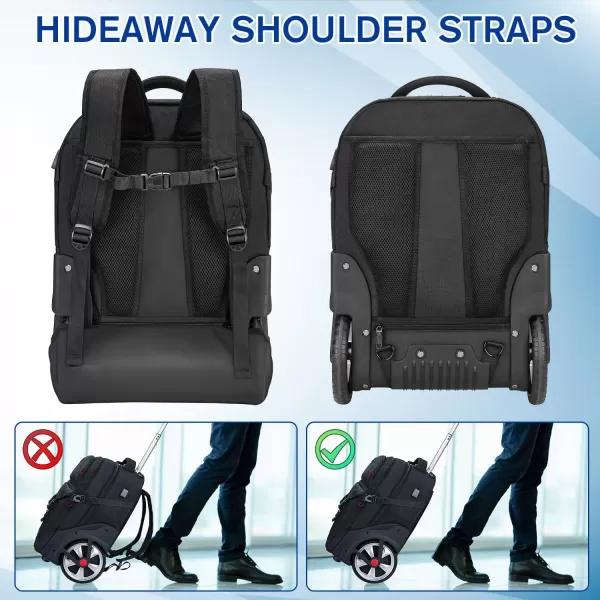 MATEIN Rolling Backpack for Adults with Wheels 17 Inch Large Wheeled Backpack with USB Charging Port amp Combination Lock Water Resistant Anti Theft Travel Laptop Backpack for Men Work Business BlackMATEIN Rolling Backpack for Adults with Wheels 17 Inch Large Wheeled Backpack with USB Charging Port amp Combination Lock Water Resistant Anti Theft Travel Laptop Backpack for Men Work Business Black