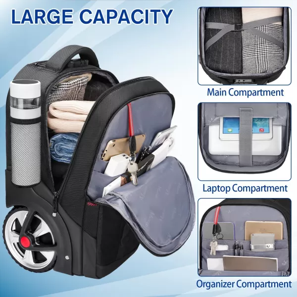 MATEIN Rolling Backpack for Adults with Wheels 17 Inch Large Wheeled Backpack with USB Charging Port amp Combination Lock Water Resistant Anti Theft Travel Laptop Backpack for Men Work Business BlackMATEIN Rolling Backpack for Adults with Wheels 17 Inch Large Wheeled Backpack with USB Charging Port amp Combination Lock Water Resistant Anti Theft Travel Laptop Backpack for Men Work Business Black