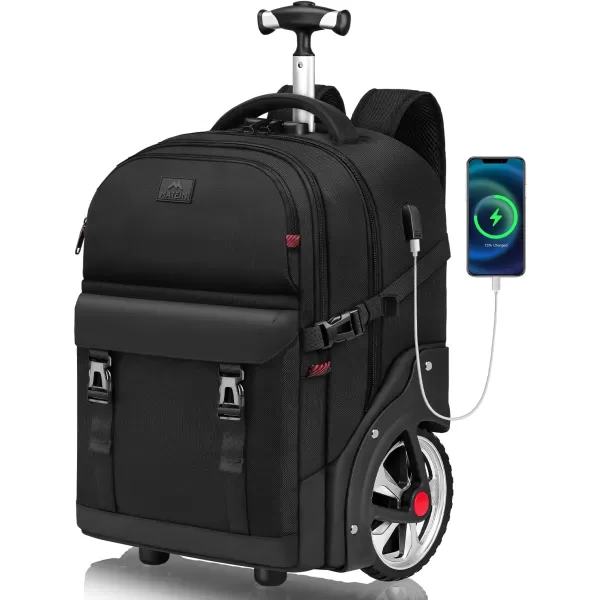 MATEIN Rolling Backpack for Adults with Wheels 17 Inch Large Wheeled Backpack with USB Charging Port amp Combination Lock Water Resistant Anti Theft Travel Laptop Backpack for Men Work Business BlackMATEIN Rolling Backpack for Adults with Wheels 17 Inch Large Wheeled Backpack with USB Charging Port amp Combination Lock Water Resistant Anti Theft Travel Laptop Backpack for Men Work Business Black