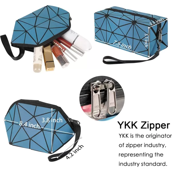 MATEIN Travel Makeup Bag Set Luxury Luminous Geometric Cosmetic Bag for Women High End Designer Holographic Makeup Bags Organizer Set Double Layer Portable Multifunctional Toiletry Bags SetMATEIN Travel Makeup Bag Set Luxury Luminous Geometric Cosmetic Bag for Women High End Designer Holographic Makeup Bags Organizer Set Double Layer Portable Multifunctional Toiletry Bags Set