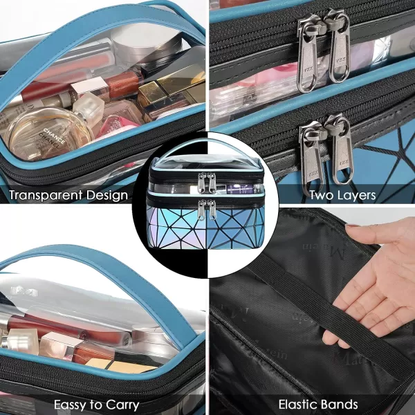 MATEIN Travel Makeup Bag Set Luxury Luminous Geometric Cosmetic Bag for Women High End Designer Holographic Makeup Bags Organizer Set Double Layer Portable Multifunctional Toiletry Bags SetMATEIN Travel Makeup Bag Set Luxury Luminous Geometric Cosmetic Bag for Women High End Designer Holographic Makeup Bags Organizer Set Double Layer Portable Multifunctional Toiletry Bags Set