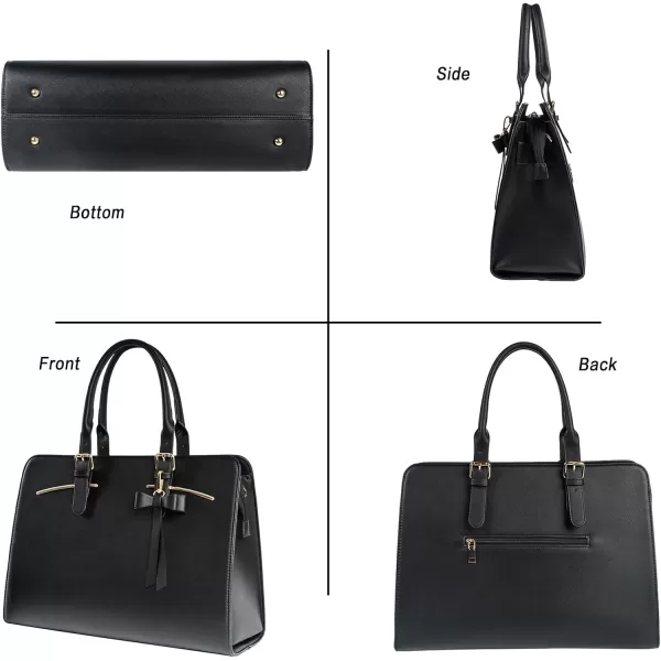 MATEIN Womens Briefcase Large Waterproof PU Leather Work Laptop Tote Bag with USB Charging Port Casual Computer Shoulder Bag Messenger fits 156 Inch Business Handbag Satchel Purse 2pcs SetBlackBlack