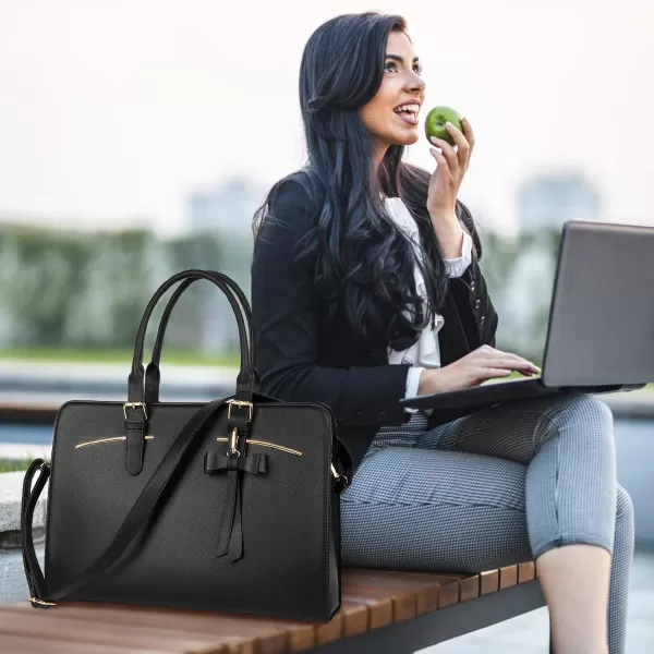 MATEIN Womens Briefcase Large Waterproof PU Leather Work Laptop Tote Bag with USB Charging Port Casual Computer Shoulder Bag Messenger fits 156 Inch Business Handbag Satchel Purse 2pcs SetBlackBlack