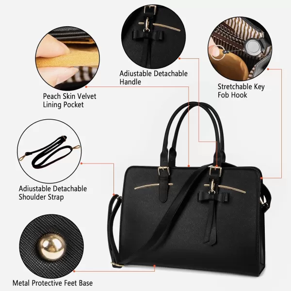 MATEIN Womens Briefcase Large Waterproof PU Leather Work Laptop Tote Bag with USB Charging Port Casual Computer Shoulder Bag Messenger fits 156 Inch Business Handbag Satchel Purse 2pcs SetBlackBlack