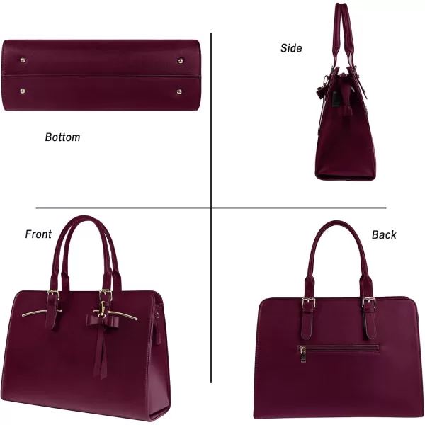 MATEIN Womens Briefcase Large Waterproof PU Leather Work Laptop Tote Bag with USB Charging Port Casual Computer Shoulder Bag Messenger fits 156 Inch Business Handbag Satchel Purse 2pcs SetBlackDark Purple