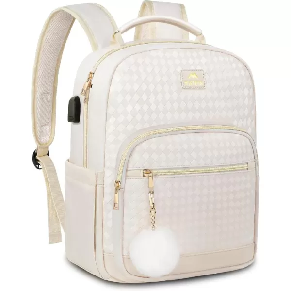 MATEIN Cute School Backpack for Girls Fashion Mini Purse Backpack for Women with USB Charging Port Quilted Lightweight Small Bookbag Shoulder Bag Ladies Gifts Travel Backpack Casual Daypacks BeigeDark Beige