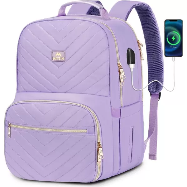 MATEIN Lunch Backpack for Women 156inch Water Resistant Insulated Cooler Backpack Purse Stylish Quilted Laptop Backpack with USB Charging Port for College Work Pincic Camping Beaches156 Inch Purple