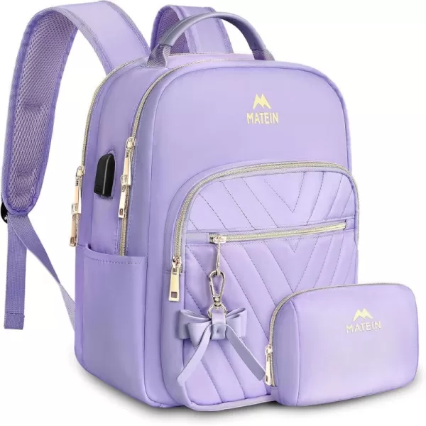 MATEIN Mini Backpack for Women Waterproof Stylish Daypack Purse Shoulder Bag with USB Charging Port Lightweight Small Casual Daily Travel Backpack Lady Girls Gifts for Work School 2pcs Sets BlackPurple