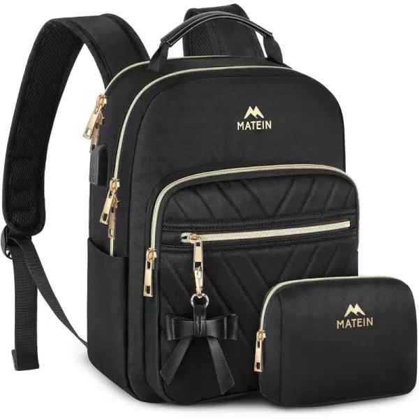 MATEIN Mini Backpack for Women Waterproof Stylish Daypack Purse Shoulder Bag with USB Charging Port Lightweight Small Casual Daily Travel Backpack Lady Girls Gifts for Work School 2pcs Sets BlackBlack