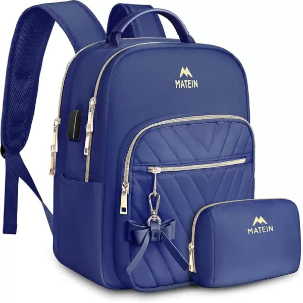 MATEIN Mini Backpack for Women Waterproof Stylish Daypack Purse Shoulder Bag with USB Charging Port Lightweight Small Casual Daily Travel Backpack Lady Girls Gifts for Work School 2pcs Sets BlackBlue