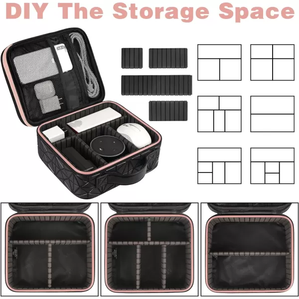 Cable Organizer Bag Waterproof Travel Electronic Storage with Adjustable Divider Shockproof Portable Double Layer Tech Bags Carrying Case for Cord Earbuds Charger SD Card Tech Gifts BlackPink