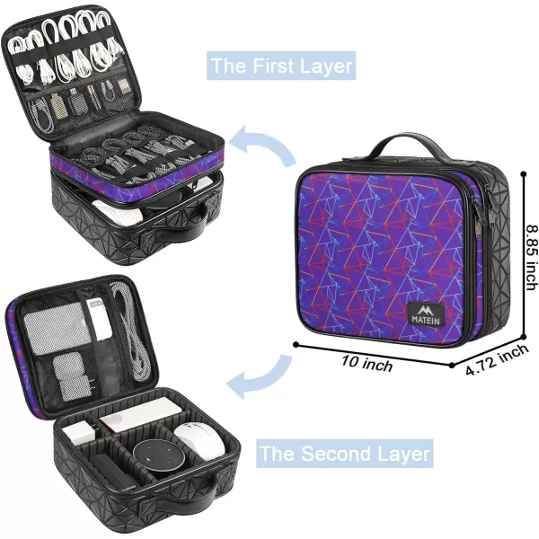 Cable Organizer Bag Waterproof Travel Electronic Storage with Adjustable Divider Shockproof Portable Double Layer Tech Bags Carrying Case for Cord Earbuds Charger SD Card Tech Gifts BlackPurple