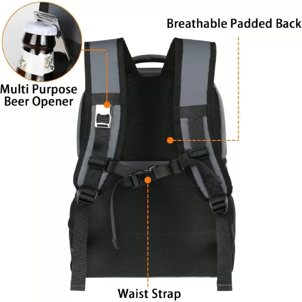 Cooler Backpack 26 Cans Insulated Lunch Backpack for Man Women Leakproof Double Layer Lunch Cooler Bag Lightweight Soft Lunch Backpack with Cooler Compartment Beer Gifts for Beach Camping HikingGrey26 Cans