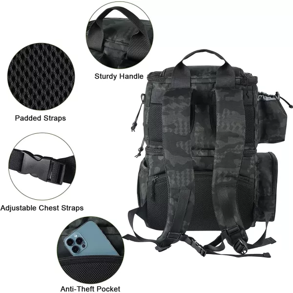 Fishing Tackle Backpack with Cooler MATEIN Large Fishing Bag with Rod Holders for 4 TraysTrays Not included Saltwater Resistant Tackle Bag with Waterproof Bottom for Storage Gear Pole Lures PliersCamouflage