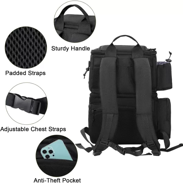 Fishing Tackle Backpack with Cooler MATEIN Large Fishing Bag with Rod Holders for 4 TraysTrays Not included Saltwater Resistant Tackle Bag with Waterproof Bottom for Storage Gear Pole Lures PliersBlack