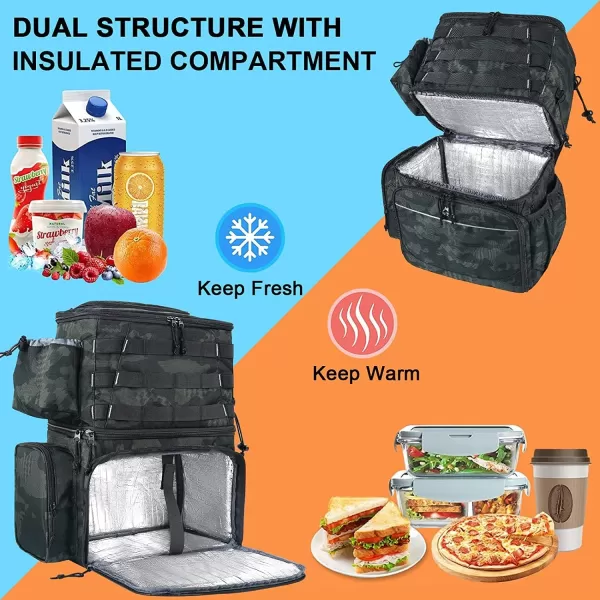 Fishing Tackle Backpack with Cooler MATEIN Large Fishing Bag with Rod Holders for 4 TraysTrays Not included Saltwater Resistant Tackle Bag with Waterproof Bottom for Storage Gear Pole Lures PliersCamouflage