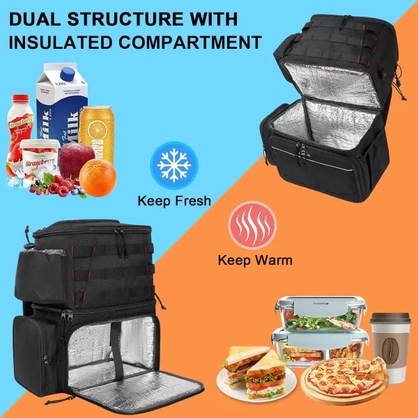 Fishing Tackle Backpack with Cooler MATEIN Large Fishing Bag with Rod Holders for 4 TraysTrays Not included Saltwater Resistant Tackle Bag with Waterproof Bottom for Storage Gear Pole Lures PliersBlack