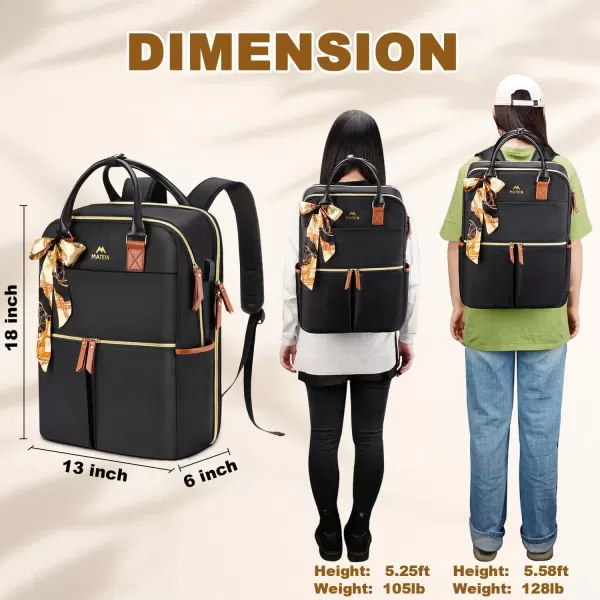 Laptop Backpack for Women 17 Inch Water Resistant Work Backpack Purse with USB Charging Port amp Silk Scarf TSA Slim Teacher Computer Bag Nurse Casual Daypack for Business Travel College Gift BlackBlack
