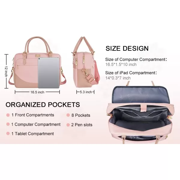 Laptop Bag for Women 156 inch Computer Briefcase Sleeve Case Large Waterresistant Cute Messenger Work Tote Bible with Crossbody Shoulder Strap Gift Office Travel Business College Pink17inch Pink