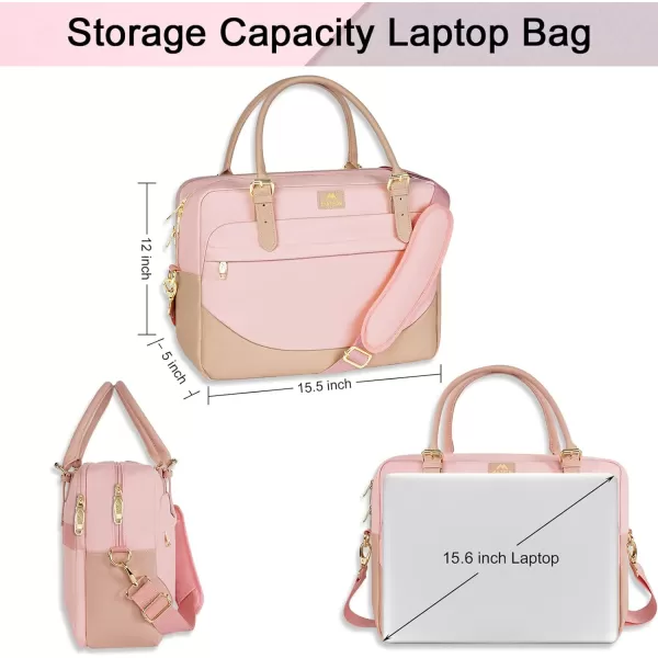 Laptop Bag for Women 156 inch Computer Briefcase Sleeve Case Large Waterresistant Cute Messenger Work Tote Bible with Crossbody Shoulder Strap Gift Office Travel Business College Pink156 inch Pink