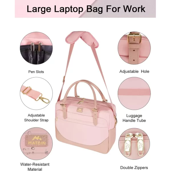 Laptop Bag for Women 156 inch Computer Briefcase Sleeve Case Large Waterresistant Cute Messenger Work Tote Bible with Crossbody Shoulder Strap Gift Office Travel Business College Pink17inch Pink
